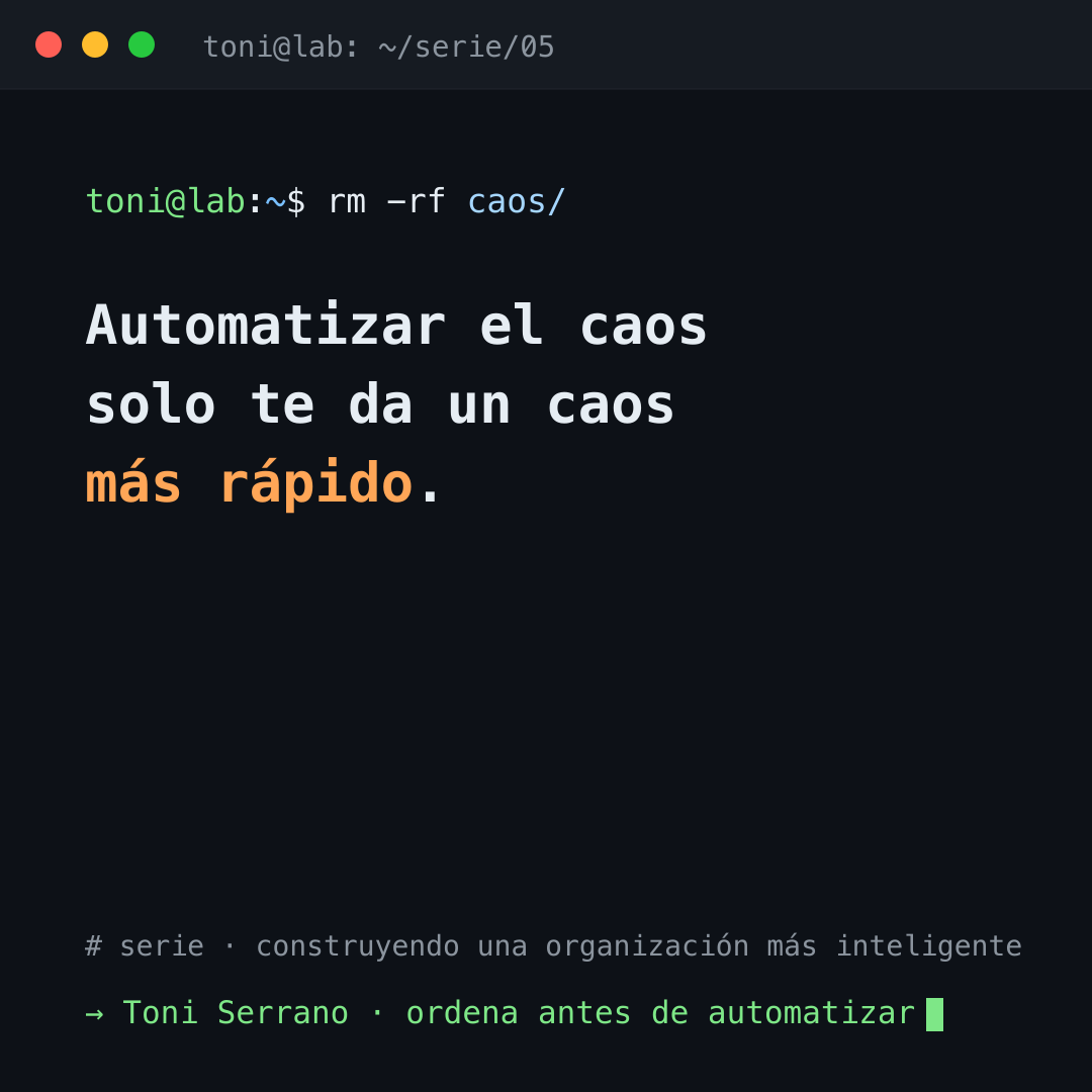 Automatizar el caos = caos más rápido