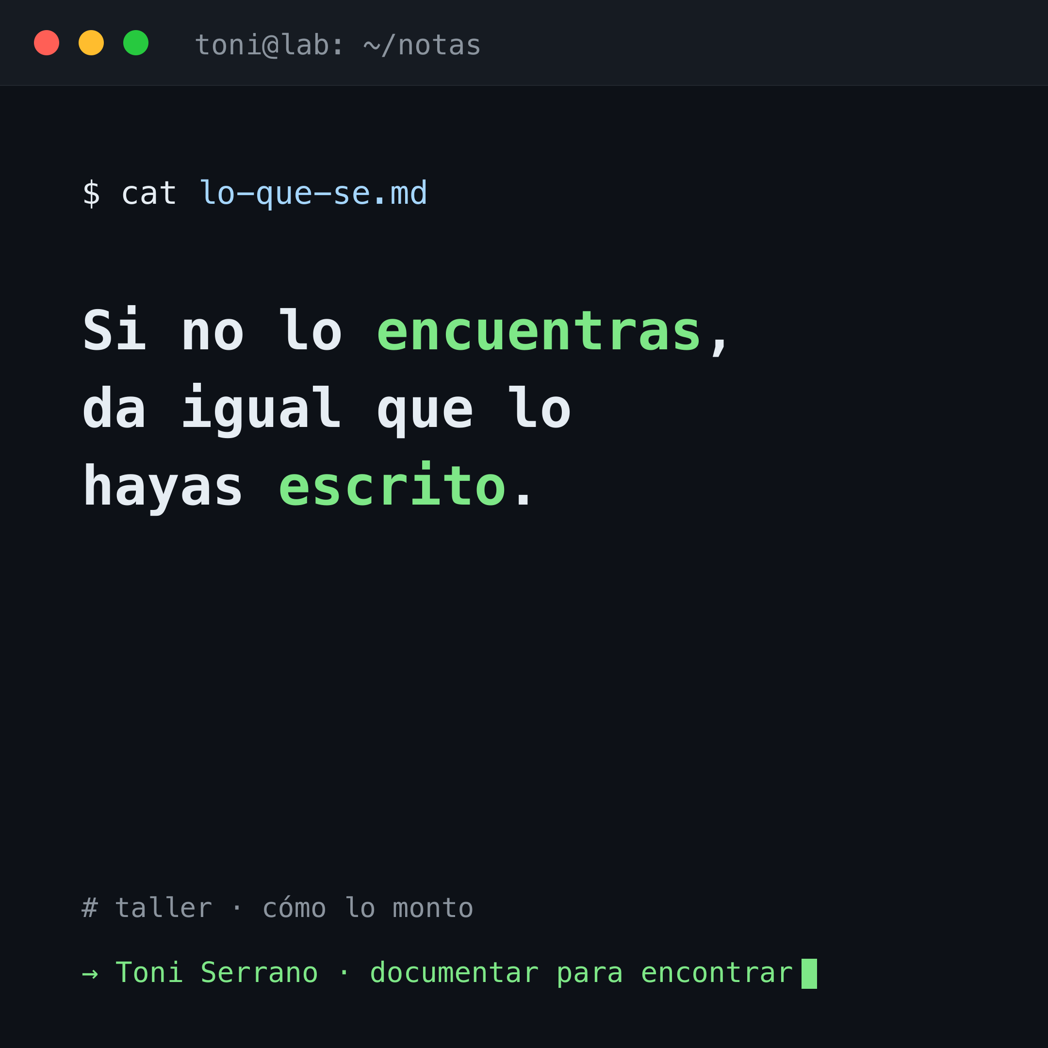 Documento para encontrar, no para guardar