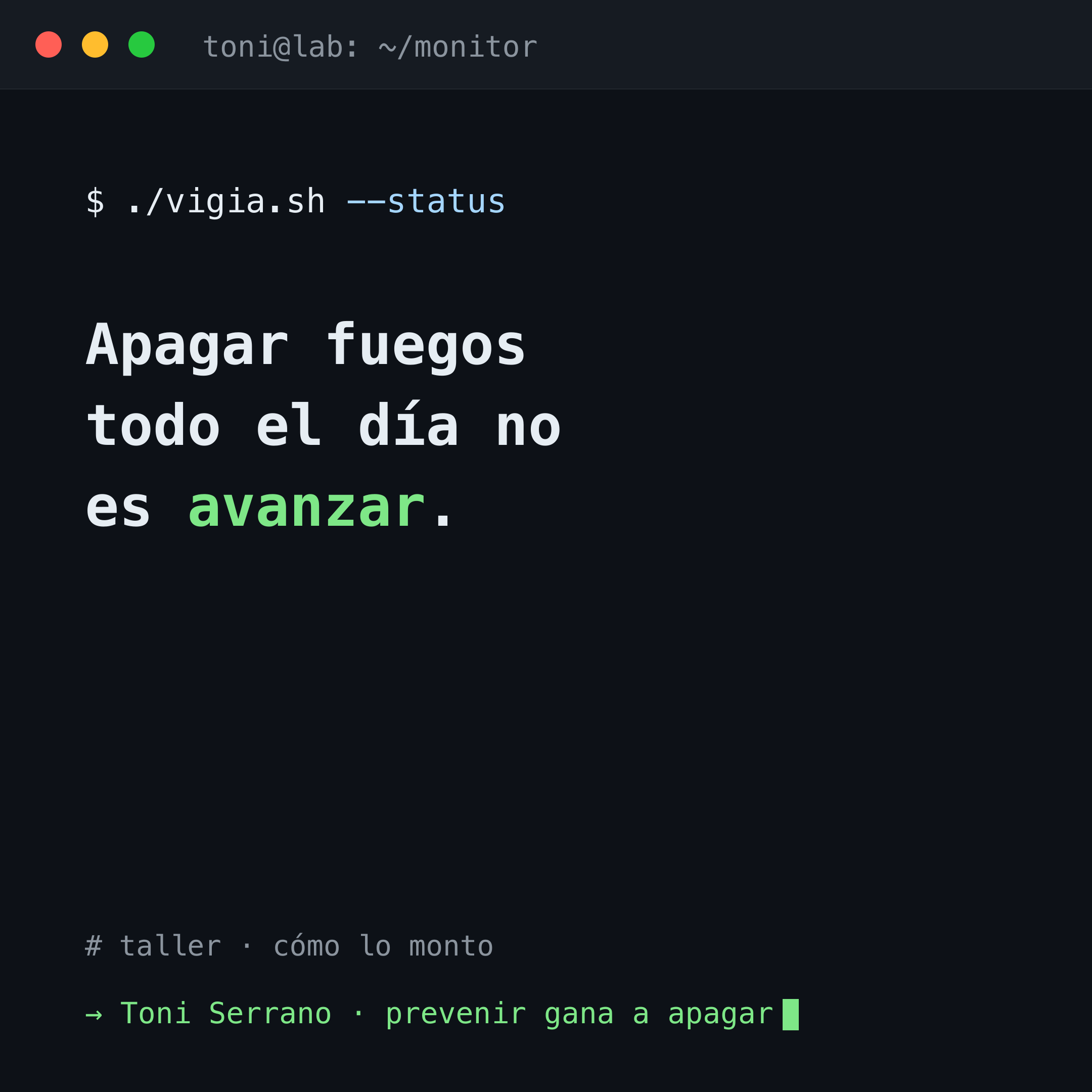 Apagar fuegos todo el día no es avanzar.